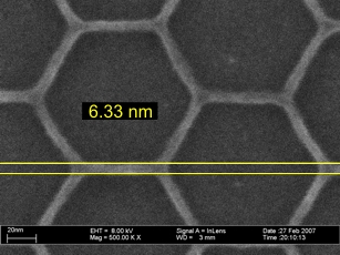 Honeycomb structure made by using nanonic EBL